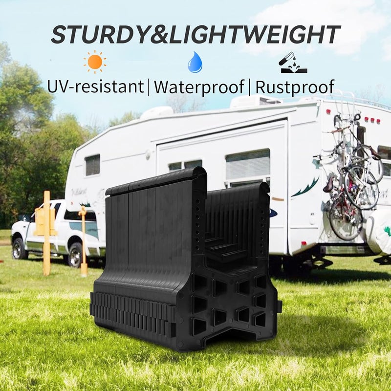 RVMATE RV Sewer Hose Support 15 Feet, Quick Set-up Plastic Septic Hose Support Black, Help Dumping Efficiently and Securely, Comes with Gloves and Organization Strap - Image 5